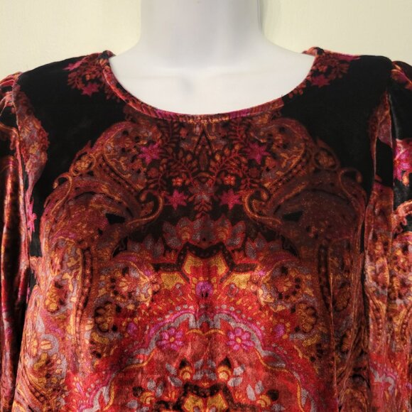 Free People XS Velvet Tunic Puff Sleeve Keyhole Back MAYE Whimsigoth Coquette - Picture 5 of 8